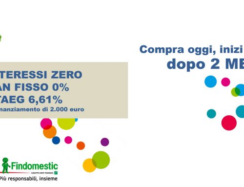 Nuova Promozione: Compra ora inizia a pagare tra due mesi.